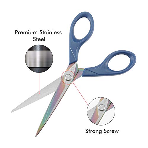 LIVINGO Scissors 7 Inch All Purpose Titanium Scissors Bulk 2 Pack, Left/Right Handed, Forged Stainless Steel Sharp Blade Shears Multipurpose for Home Offce School Student Sewing Fabric Craft Supplies