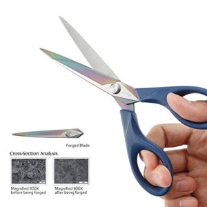 LIVINGO Scissors 7 Inch All Purpose Titanium Scissors Bulk 2 Pack, Left/Right Handed, Forged Stainless Steel Sharp Blade Shears Multipurpose for Home Offce School Student Sewing Fabric Craft Supplies