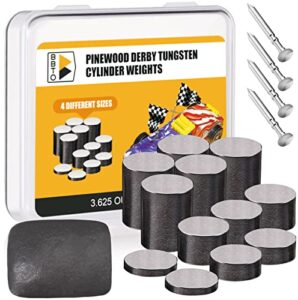 4.625 ounces tungsten weight tungsten putty weights and 4 pcs polished axle cylinder weight wood car incremental weights compatible with pinewood derby car weights