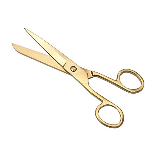 7 Inch Gold Shears Knife Edge Craft Tailor Scissors Heavy Duty Stainless Steel Professional Fabric Dressmaker Shears for Cutting Fabric, Cloth, Leather, Canvas, Denim (Gold)