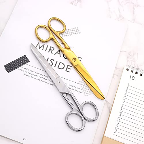 7 Inch Gold Shears Knife Edge Craft Tailor Scissors Heavy Duty Stainless Steel Professional Fabric Dressmaker Shears for Cutting Fabric, Cloth, Leather, Canvas, Denim (Gold)