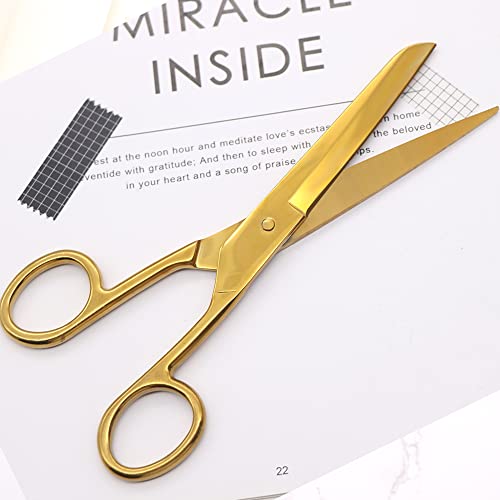 7 Inch Gold Shears Knife Edge Craft Tailor Scissors Heavy Duty Stainless Steel Professional Fabric Dressmaker Shears for Cutting Fabric, Cloth, Leather, Canvas, Denim (Gold)