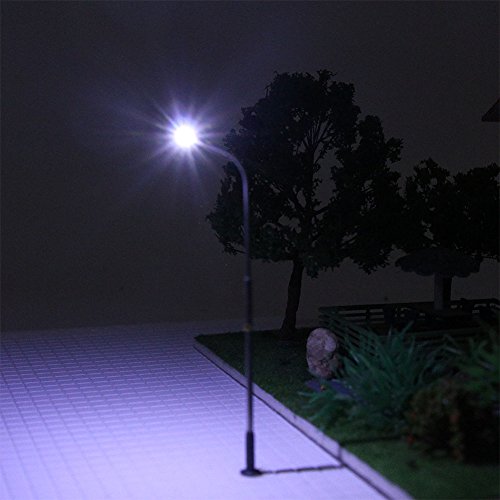 LQS07 10pcs Model Railway Train Lamp Post 7cm or 2.76inch Street Bright White Lights HO TT Scale LEDs New