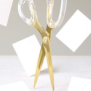 russell+hazel Acrylic Scissors, Left or Right Hand, Clear and Gold-Toned, 9”