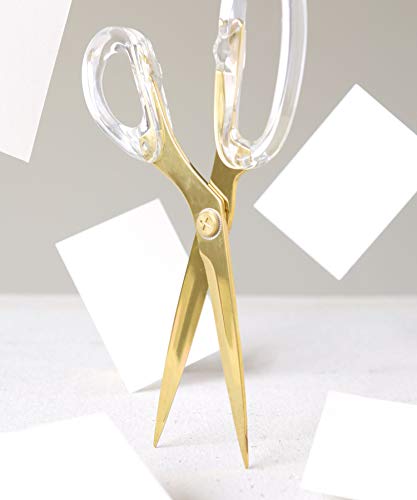 russell+hazel Acrylic Scissors, Left or Right Hand, Clear and Gold-Toned, 9”