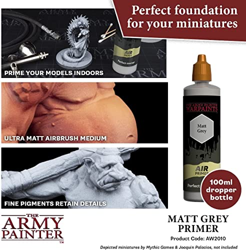 The Army Painter Warpaints Air Air Primer Matt Grey 18ml Acrylic Paint for Airbrush, Wargaming and Modelling