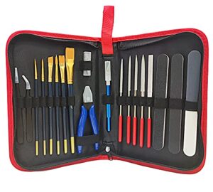 hoplex model tools kit 20 in 1 adults hobby building tools set basic tools with nippers tweezers needle files polishing bars for car airplane model building repairing and fixing