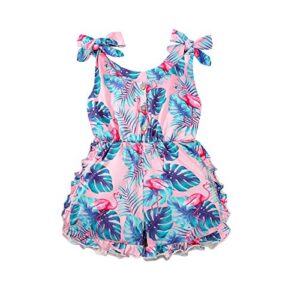 thorn tree girl’s sleeveless jumpsuit bowknot strap button closure romper toddler girls clothes