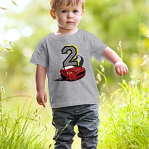 2nd Birthday Shirt Boy Gifts for 2 Year Old Boys Number Two Toddler Kids T-Shirt 2T Gray