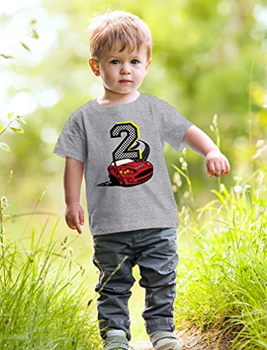 2nd Birthday Shirt Boy Gifts for 2 Year Old Boys Number Two Toddler Kids T-Shirt 2T Gray