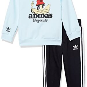 adidas Originals unisex-baby Trefoil Crew Set Almost Blue 12M