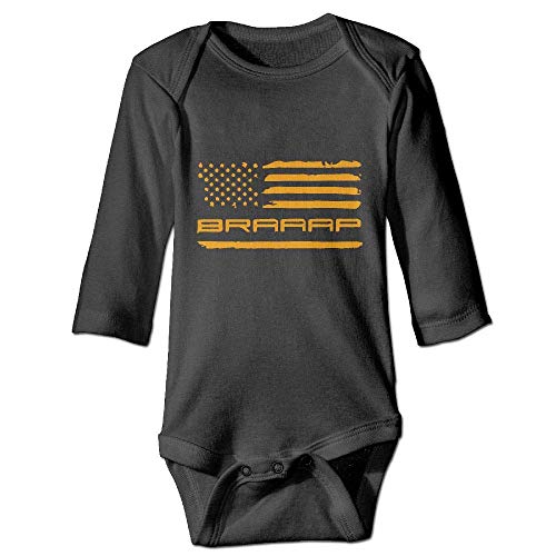 LittleHorn Braaap Dirt Bike Baby Long Sleeve Playsuit Newborn Bodysuit Outfit Clothes Black