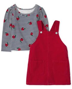 the children’s place baby toddler girls floral skirtall 2-piece set 2-pack, ruby, 4t