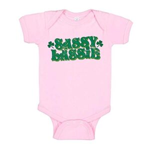 sassy lassie st. patrick’s day baby infant one piece bodysuit 6 months light pink