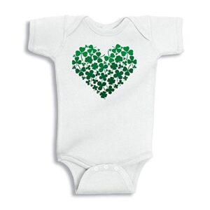 heart of clovers st. patrick’s day baby infant one piece bodysuit 6 months white