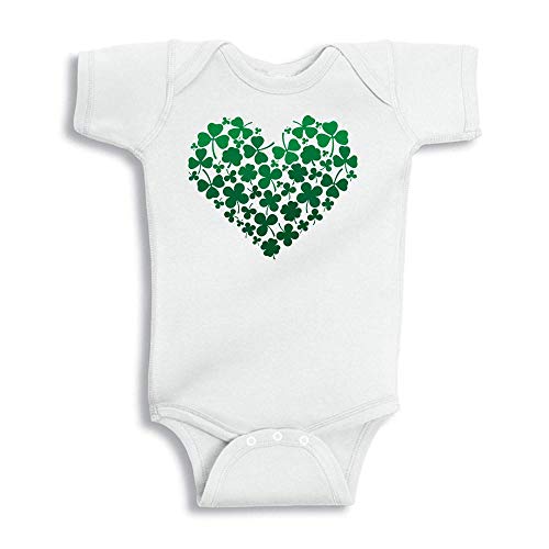 Heart of Clovers St. Patrick's Day Baby Infant One Piece Bodysuit 6 Months White