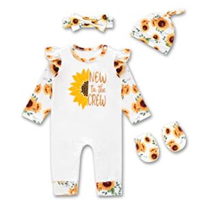 Fairy Sassy Newborn Baby Girl Bodysuit Infant Letter Flower Print Jumpsuit Coming Home Clothes Outfit ( 0-3 Months,Yellow )