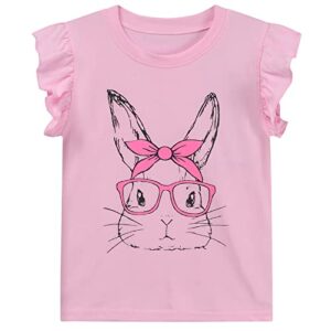 baby girls ruffle sleeve t-shirt toddler easter rabbit ruffle sleeve short top pink 2-3t