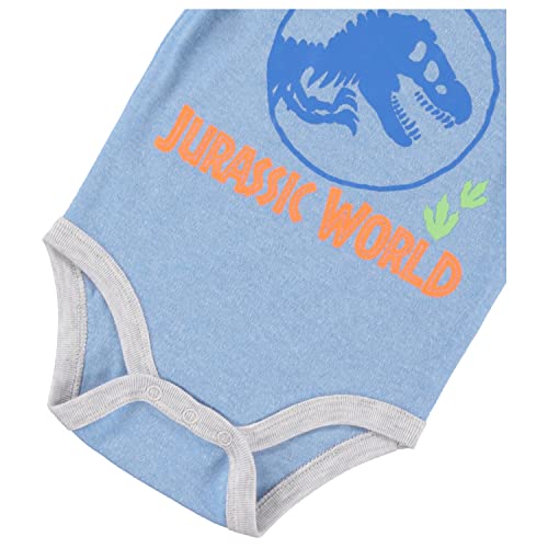 Jurassic World Welcome to the Universe Baby Baby Clothes 3-Piece Set with Baby Bodysuit, Pants, and Bib - Baby Outfits (6-9M), Blue/Grey/Green (AJWB114ST)