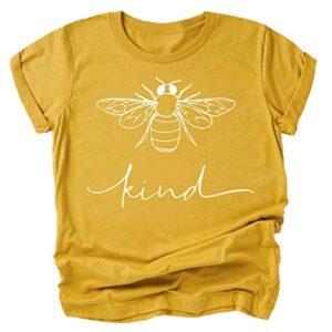 bee kind simple everyday shirt for baby & toddler youth boys & girls white on mustard shirt 3t