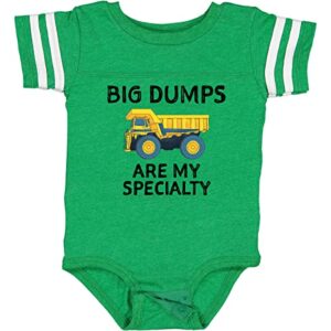 inktastic Big Dumps are My Specialty - Funny and Cute Baby Dump Truck Baby Bodysuit 6 Months Football Green and White 3b2e2