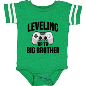 inktastic Leveling Up to Big Brother Baby Bodysuit 18 Months Football Green and White 31731