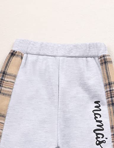 Yoxindax Toddler Baby Boy Clothes Outfits Plaid Bear Long Sleeve Hoodie Sweatshirt Patchwork Pants Spring Clothes for Boys(2-3t)