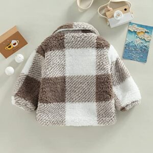 BULINGNA Toddler Baby Girl Boy Plaid Fleece Coat Lapel Collar Button Down Jacket Infants Fall Winter Warm Outwear (as1, age, 6_months, 12_months, Khaki, 6-12 Months)