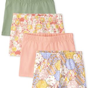 The Children's Place Baby Toddler Girls Print Shorts 4-Pack, Peach Sachet-4 Pack, 3T