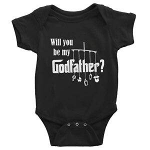 yeavomeny will you be my godfather infant cute baby bodysuit infant onesie short sleeve playsuit d-black
