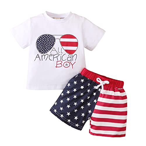 MAYUMMPY Newborn Baby Girls Boys 4th of July Outfit American Flag Tee Shirt Short Pants Toddler Independence Day Clothes Set (All American Boy, 3-6 Months)