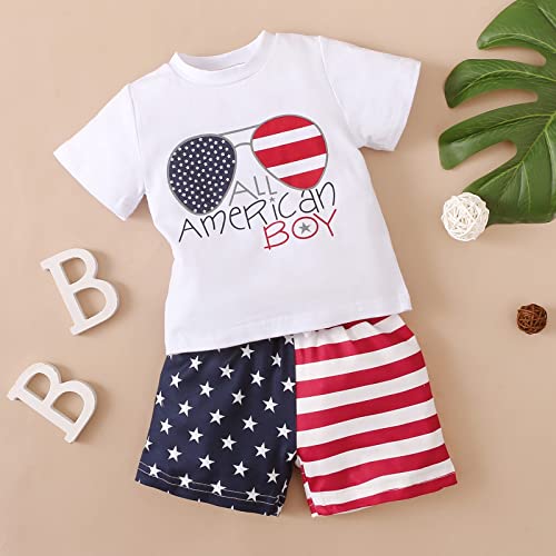 MAYUMMPY Newborn Baby Girls Boys 4th of July Outfit American Flag Tee Shirt Short Pants Toddler Independence Day Clothes Set (All American Boy, 3-6 Months)