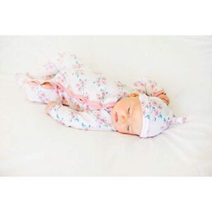 Newborn Footed Pajamas Girls Baby Sleepers Side Snap Onesie Footies with Hat Nb Floral Print