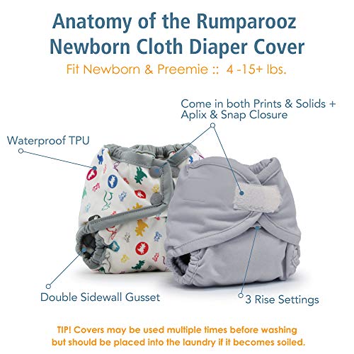 Kanga Care Rumparooz Newborn Reusable Cloth Diaper Cover Aplix Fluff 4-15lbs