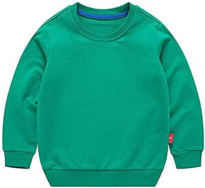 odilmacy unisex kids solid cotton thin pullover sweatshirt toddler baby crewneck long sleeve t-shirt tops green