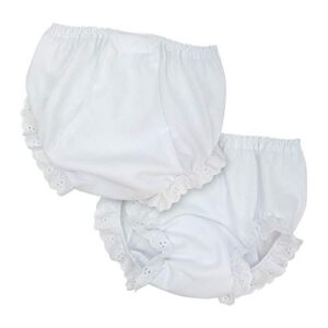 i.c. collections baby girls white double seat diaper cover bloomers, size nb
