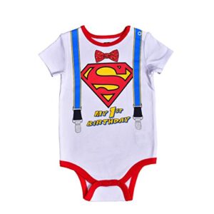 warner bros dc comics superman boys short sleeve bodysuit creeper for infant – white