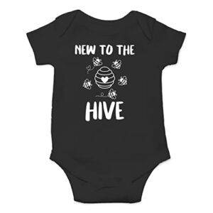 aw fashions new to the hive – sweet as can bee little honey – cute one-piece infant baby bodysuit (newborn, black)