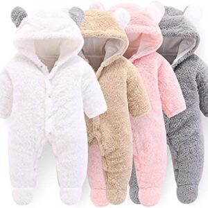 Unisex Baby Clothes Winter Coats Cute Newborn Infant Jumpsuit Snowsuit Bodysuits (Kaki, 6-9 Months)