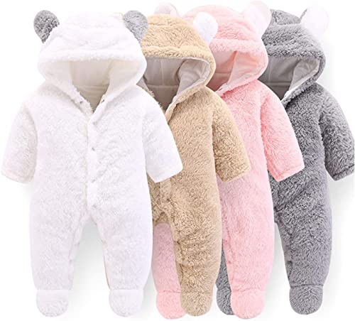 Unisex Baby Clothes Winter Coats Cute Newborn Infant Jumpsuit Snowsuit Bodysuits (Kaki, 6-9 Months)