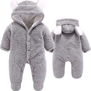 Unisex Baby Clothes Winter Coats Cute Newborn Infant Jumpsuit Snowsuit Bodysuits (Kaki, 6-9 Months)