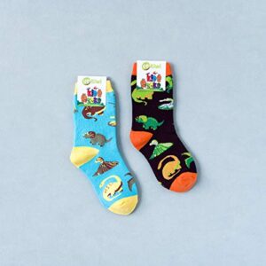 UpKiwi Dinosaur World Toddler Boys Crazy Socks - Silly Funny Novelty Dress Socks For Little Kids