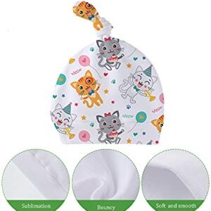 SATINIOR Sublimation Baby Hat White Blank Baby Beanie Knotted Hat Newborn Soft Infant Cap Cute Knot Hats for Baby Boys Girls (6 Pieces)