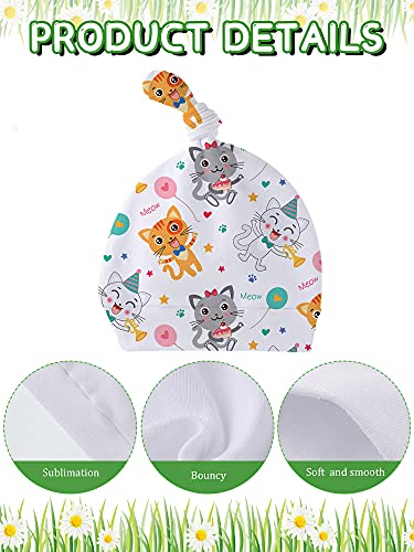 SATINIOR Sublimation Baby Hat White Blank Baby Beanie Knotted Hat Newborn Soft Infant Cap Cute Knot Hats for Baby Boys Girls (6 Pieces)