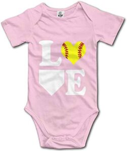 love softball unisex baby crawl suit short sleeve rompers bodysuit outfits pink
