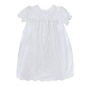 Petit Ami Baby Girls' Hand-Embroidered Eyelet Christening Gown, 9 Months, White