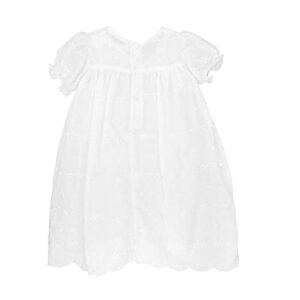 Petit Ami Baby Girls' Hand-Embroidered Eyelet Christening Gown, 9 Months, White