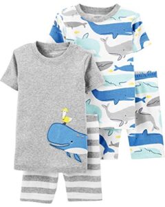 carter’s 4-piece toddler and baby boy’s snug fit cotton pajamas (whale, 4t)