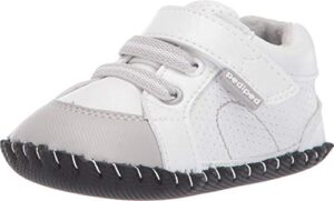 pediped baby-boys sneaker crib shoe, white grey, 2.5-3.5 m us