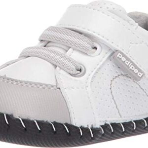 pediped baby-boys Sneaker Crib Shoe, White Grey, 2.5-3.5 M US